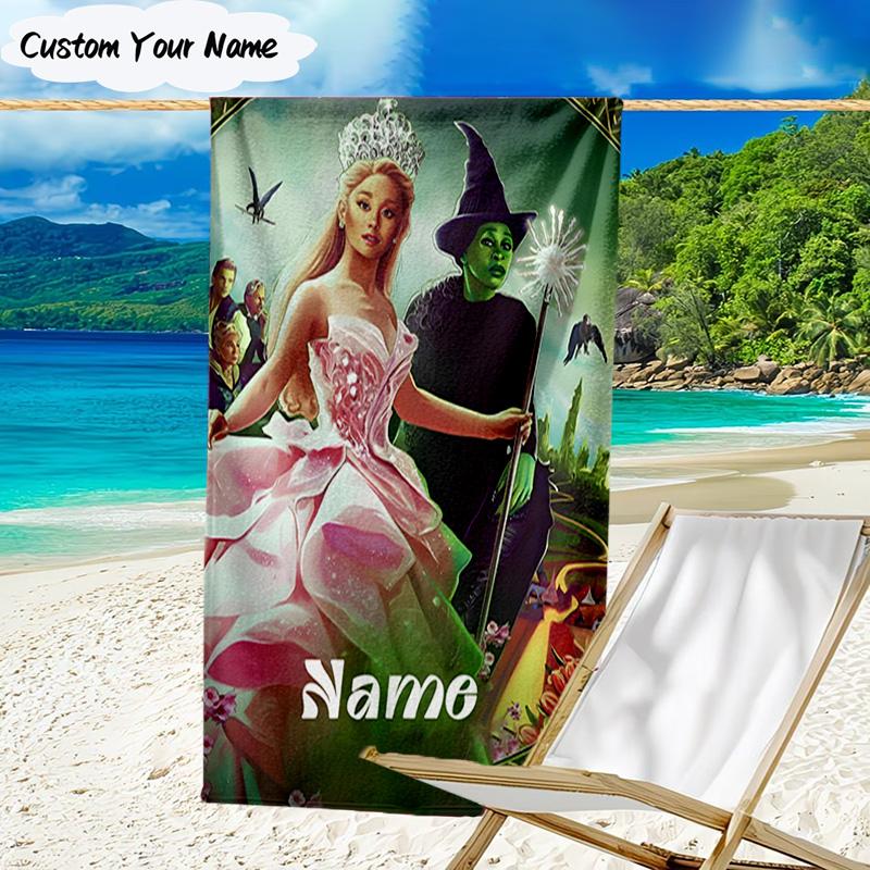 1PC Custom Name Beach Towel Magic Friendship witch Beach Towel, Suitable for Camping, Travel, Beach Accessories, Super Absorbent, Family Gift