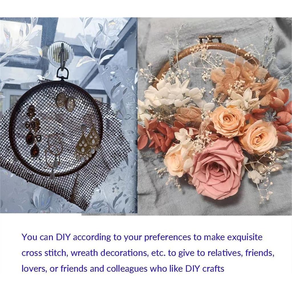 6 Pcs Imitated Wood Embroidery Hoops Frame, Round Hoop with 16 Needles for Art Craft DIY Sewing