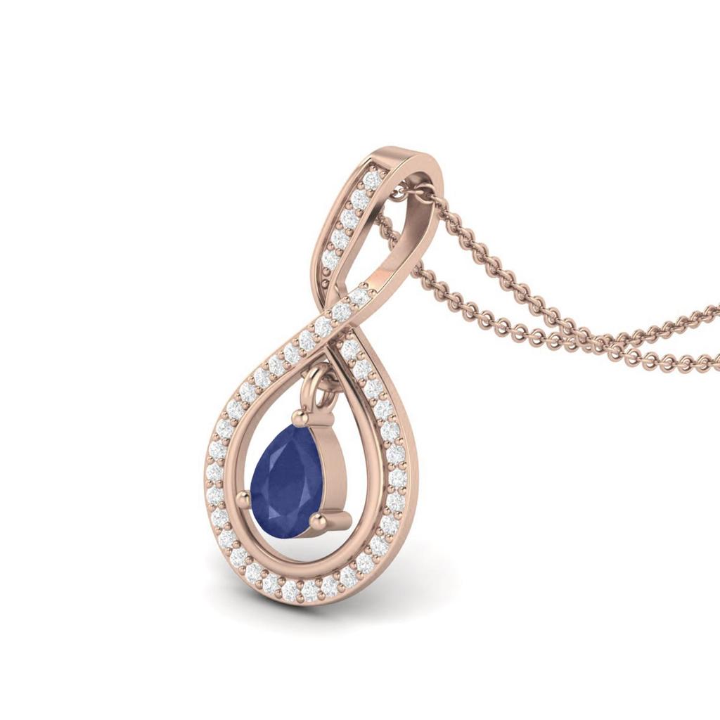 Blue Sapphire Infinity Teardrop Pendant - Sterling Silver