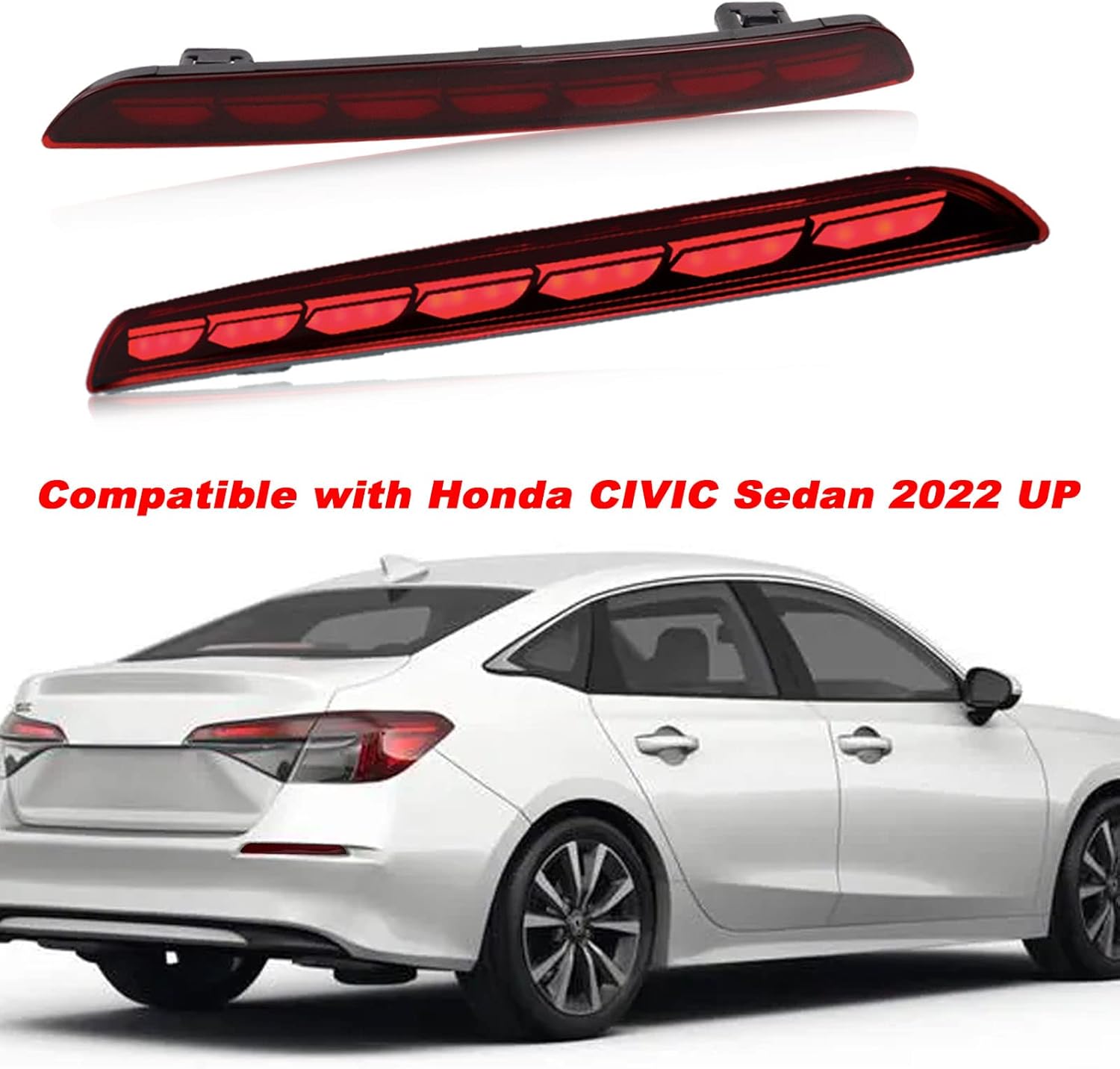 

LED Rear Bumper Fog Light for Honda Civic 2025-2025, Plug & Play Brake Tail Turn Signal United States