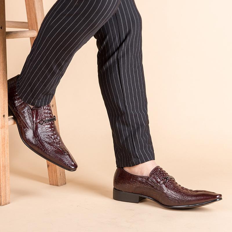 Fashion Designer Loafers Men Fashion Men Casual Leather Shoes Crocodile Pattern Luxury Dress Shoes Slip-on Wedding Shoes Leather Brogues