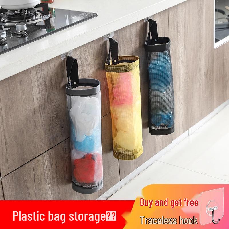 Veggmontert kjøkken plastposeholder og søppeloppbevaringsstativ