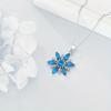 Huitan Women Blue Cubic Zircon Snowflake Pendant Necklace Silver Color Fashion Winter Jewelry Lady Party Christmas Elegant GiftGood Product