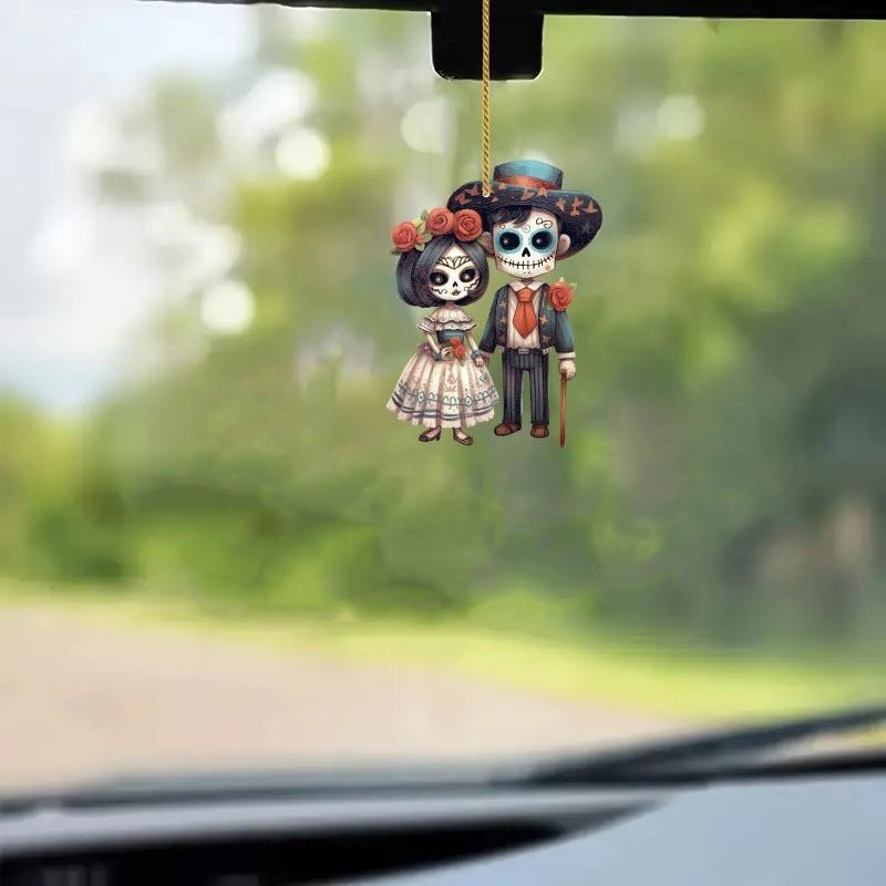 Skeleton Pendant Halloween Acrylic Car Accessory Fun Design Vehicle Interior
