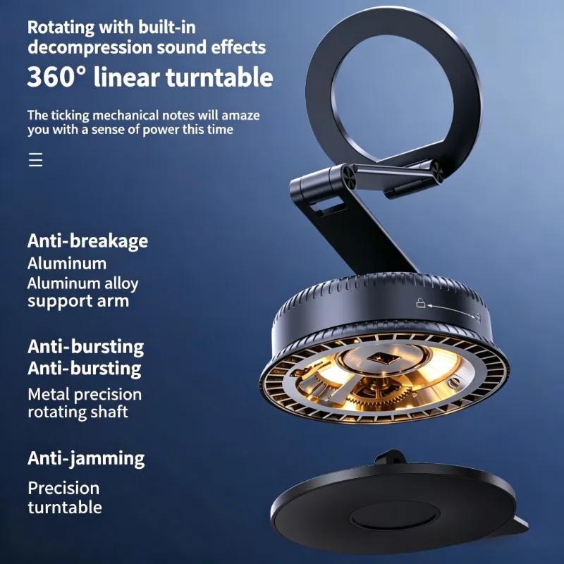 3 Axis Foldable Magnetic Holder Car Vacuum Suction Phone Mount Strong Grip Dashboard 360° Rotation Windshield Stand Universal For Smartphone