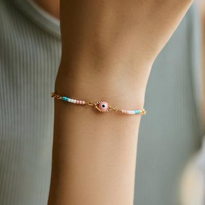 Colorful Small Beads Dropwise Glaze Eyes Bracelet for Women Bracelet Party Jewelry Birthday Ethnic Style