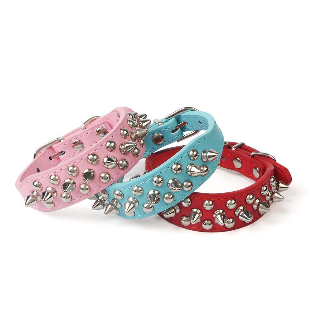 Colorful Anti-bite PU Leather Pet Accessories Durable Cat Choker Dog Collar Dog Chains Pet Necklace