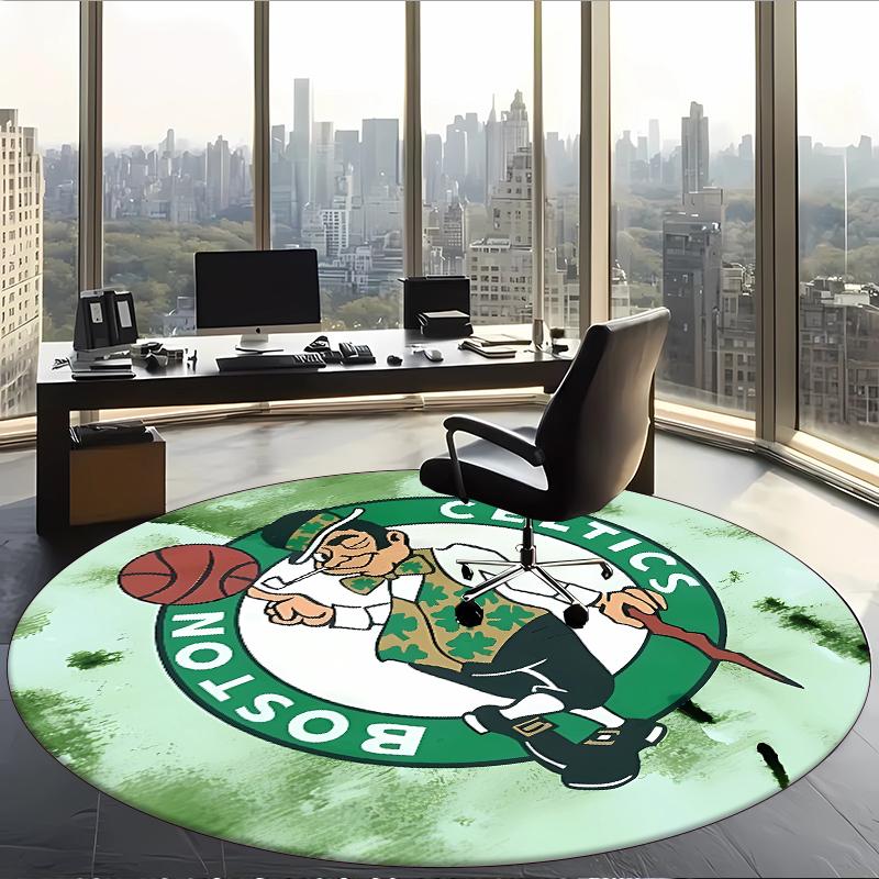 Boston Celtics (5) Ofis için Yuvarlak Halı Ofis, Yatak Odası, Oturma Odası ve Ev Alanı için Dekoratif Yer Halısı