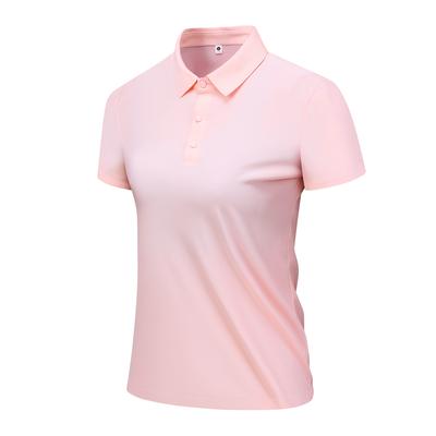 Dames Poloshirt met Opstaande Kraag en Revers, Business Casual, Effen Kleur, Ademend T-shirt met Korte Mouwen voor Dames
