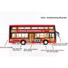 ABAO1 1:36 Double-decker Bus Car Model Toy Doors Opened Pull Back Miniature Models Sound Light Rubber Tires Vehicle Home Decorations