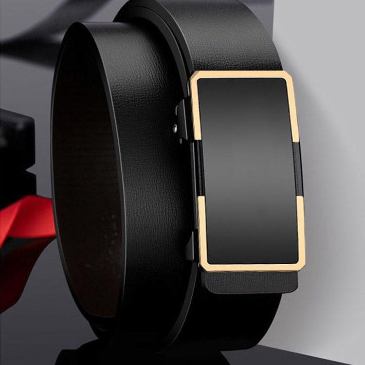 New Men's Belt Genuine Leather Automatic Buckle Belt Middle Aged and Young Men's High End Cowhide Business Versatile Belt Young Men