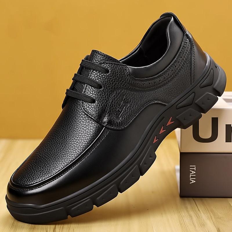 Leather shoes men's business formal shoes trendy casual men's shoes soft sole lace-up non-slip and wear-resistant