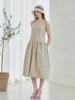 NOUVE Bustier Low Waist Shirring Dress - Beige