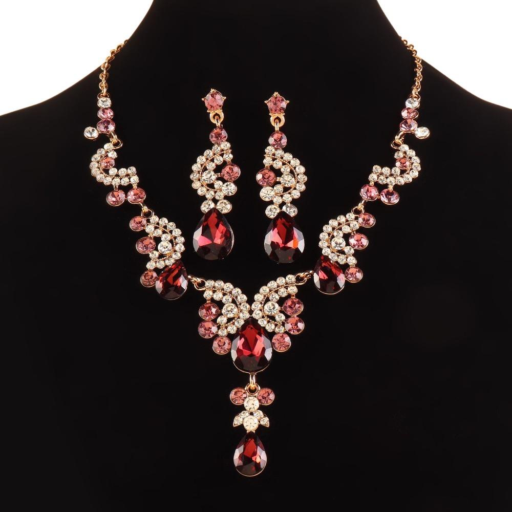 Luxury Rhinestone Jewelry Set Shiny Women s Jewelry Set Durable Necklace Earrings Set  Women Girl
