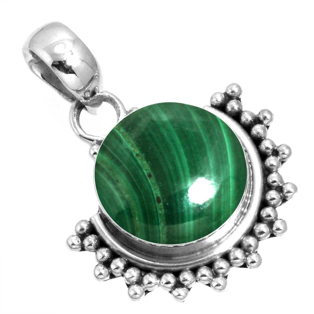 925 Sterling Silver Pendant Women Gemstone Handmade Jewelry Valentine's Day Gift Malachite Moonstone Rose Quartz Red Stone Smoky Topaz Tiger Eye