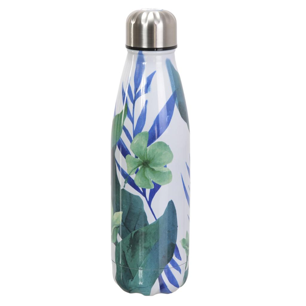 Les Trésors De Lily [A1721] - Blue 'Floral' Design Insulated Bottle - 25x6 Cm (500 Ml)