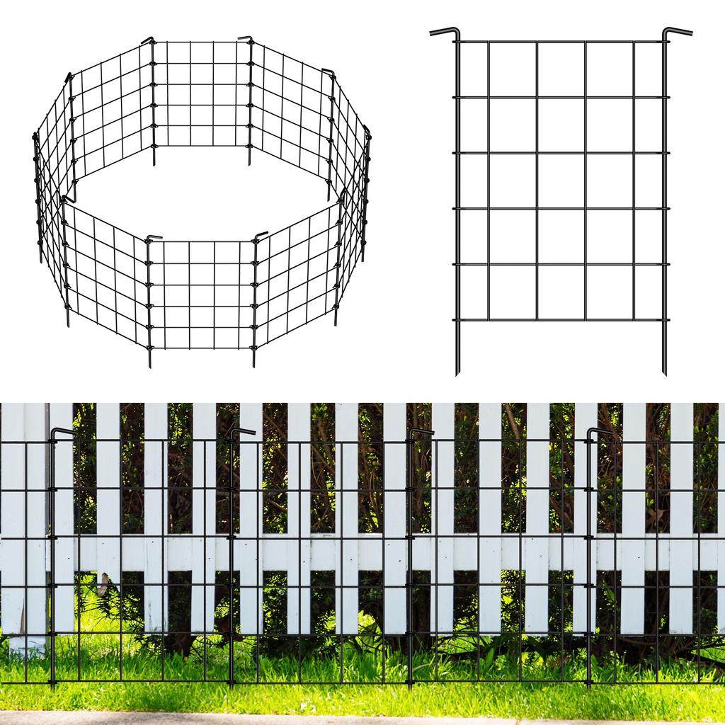 10.08ft Rustproof No-Dig Garden Fence Panels - Decorative Animal Barrier for Patio/Yard/Landscape, Outdoor Metal Fencing Silver