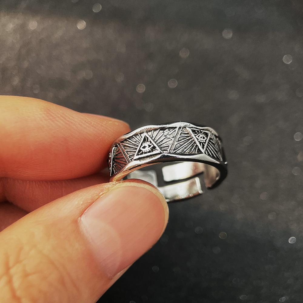 Retro Eye of Providence Adjustable Open Ring Punk Gothic Mystic Ring For Men Women Edgy Zircon Vintage Accessories Unisex Gift