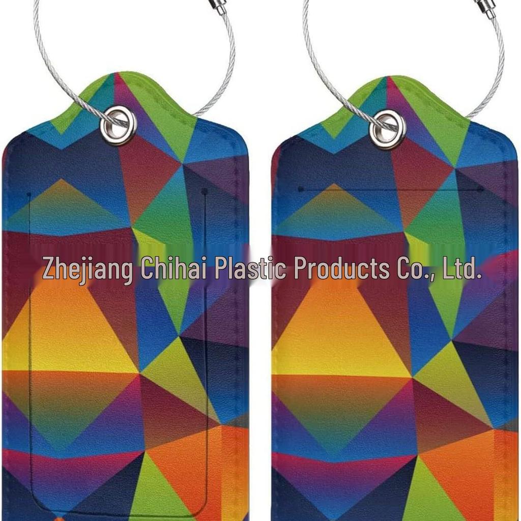 Stylish Printed Leather Luggage & ID Tag Set
