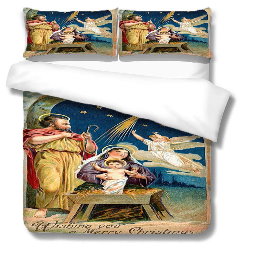 3D Jesus Duvet Cover Christian Sacred Jesus Bedding Set Comforter Cover Suitable For Christian Jesus Bedding God Bless You