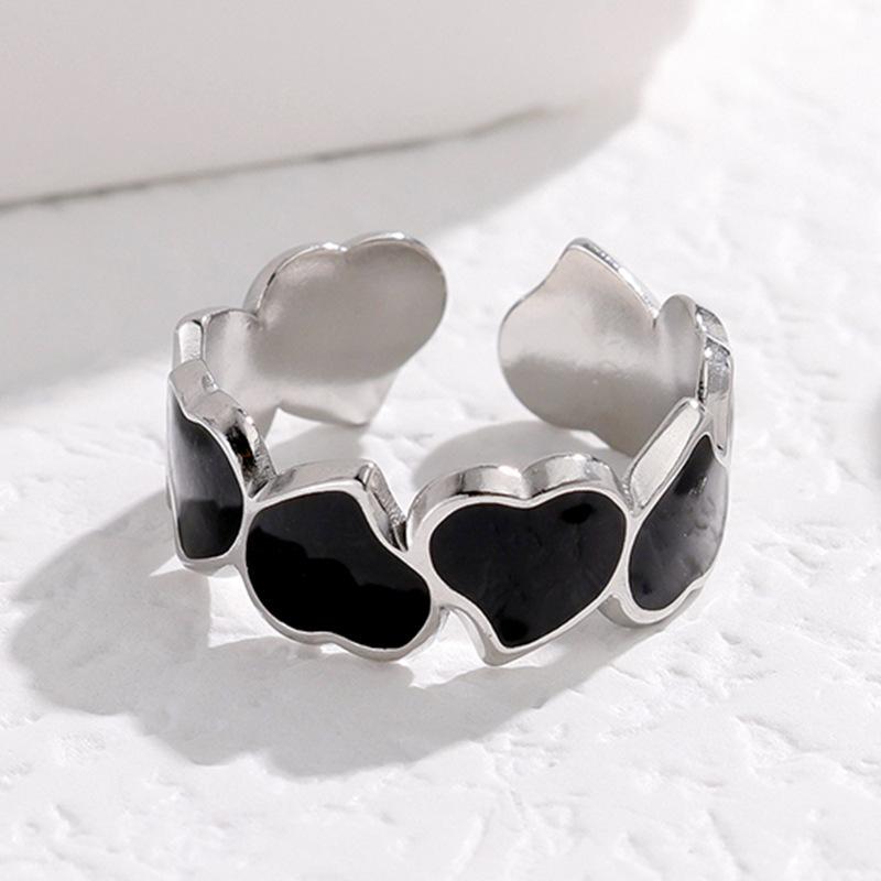 Hollowed-Out Love Heart Stainless Steel Ring For Women Girls Aesthetic Exquisite Open Finger Ring Fashion Romantic Jewelry Trend