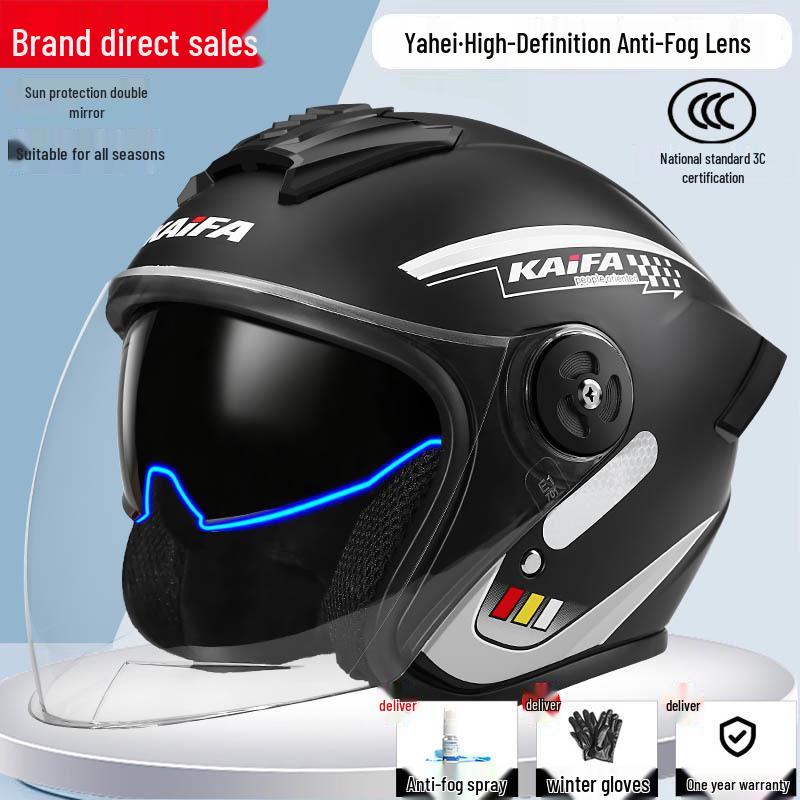 GB Certified Universal Helmet: Half Helmet for Men & Women, Anti-Fog, Four-Season Comfort, Safety Assurance
