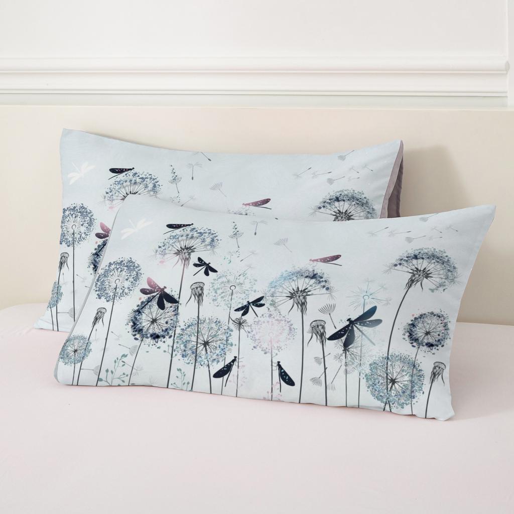 Blue Dandelion And Dragonfly Pattern 3D Printed Down Duvet Cover, Soft And Comfortable Bedding Cover