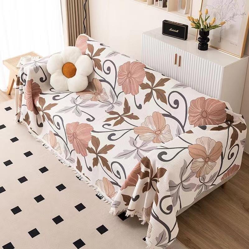 Rural Flower Printed Sofa Towel For Living Room Cozy Warm Knee Blanket For Office Durable Sofa Protector For All Seasons
