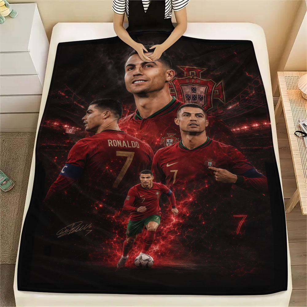 Cristiano Ronaldo Printed Flannel Blanket, Soft Throw for Bedroom Sofa, Washable,soccer Fan Merchandise, Great Gift.