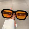 1 Pair of Elegant Black Square Frame Sunglasses for Women - Stylish Plastic Frame with Yellow Tinted Lenses, Perfect for Fashion