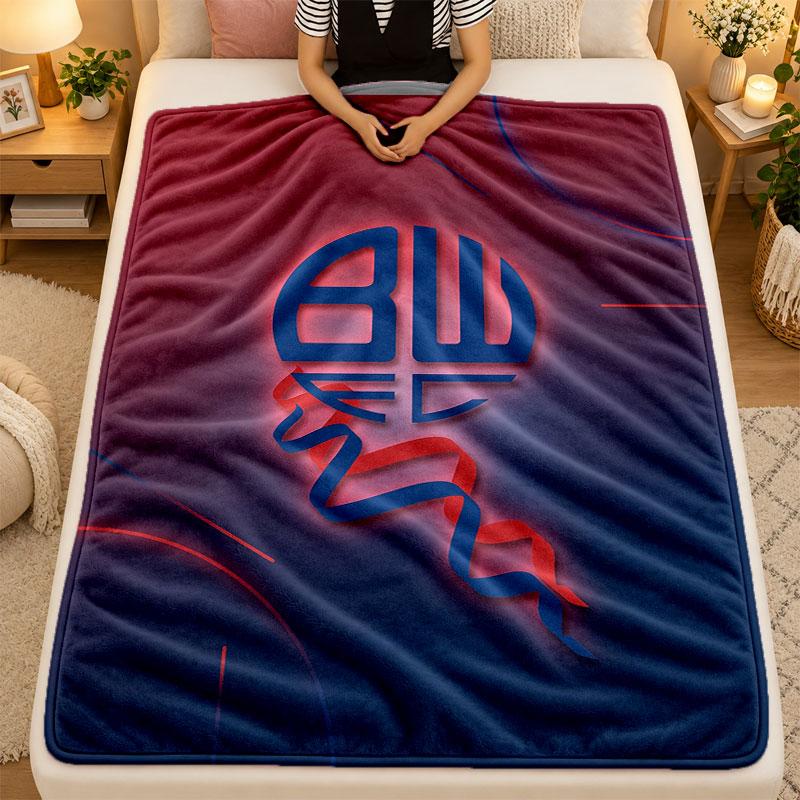 Flannel BlanketBolton Wanderers FC Warm Soft Throw Blanket for Indoor Sofa Bed Living Room Use