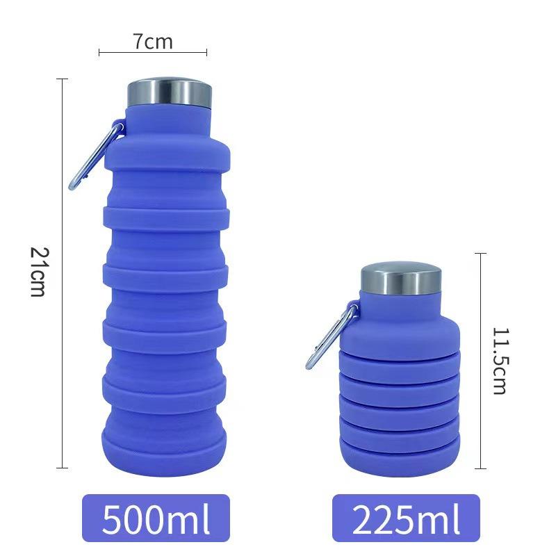 Collapsible Silicone Water Bottle, Leakproof Portable Sports Bottle for Travel & Hiking