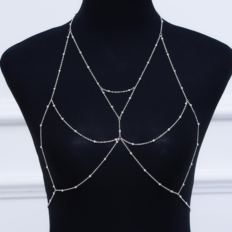 European and American new fashionable and sexy versatile chest chain jewelry alloy bikini body chain