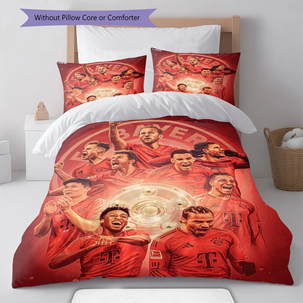 FCB Pattern Bedding Quilt Set Quilt Cover Pillowcase Home Decoration Birthday Gift (1 * duvet cover + 2 * pillowcase, without core)