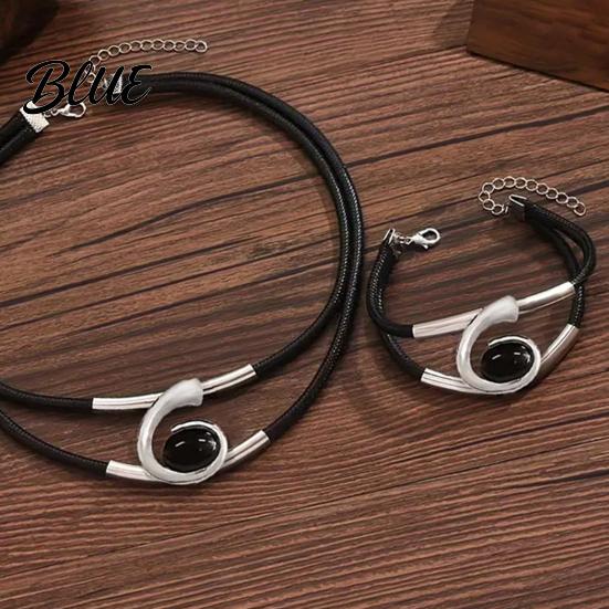 Jewelry Collection 2Pcs/Set Necklace Bracelet Set Sparkling Rhinestones Inlaid Women