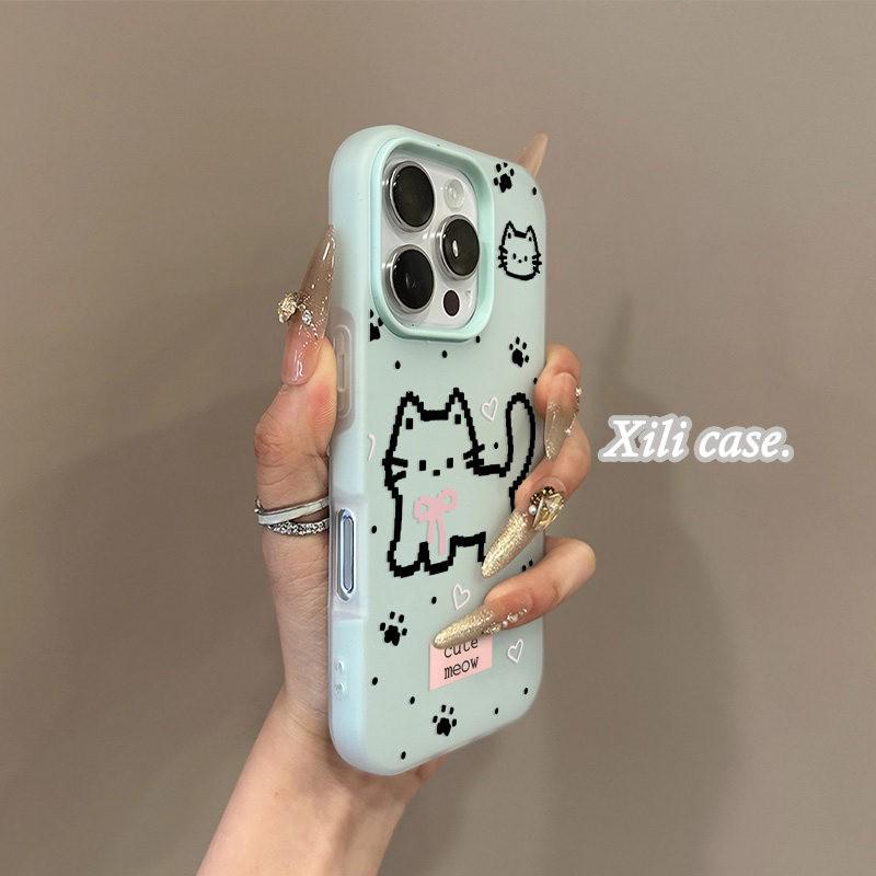 

2-in-1 Drop-Proof Pixel Cat Cartoon Jelly Case for Apple iPhone 17/16 iPhone 15 Plus