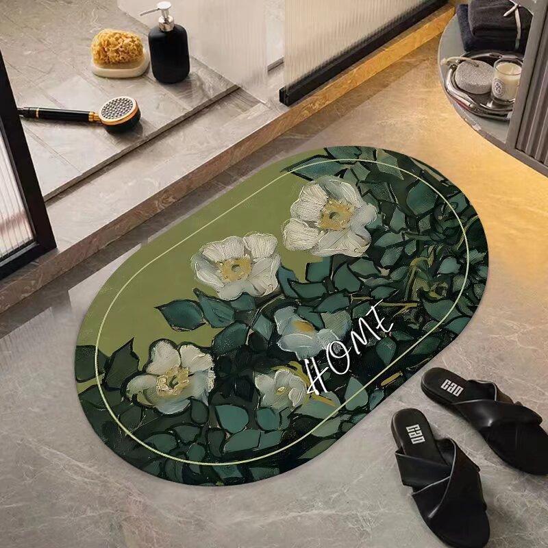 Bathroom Diatom Ooze Absorbent Floor Mat, Quick-drying Soft Cushion Dirt-resistant Household Floor Mat, American Toilet Mat