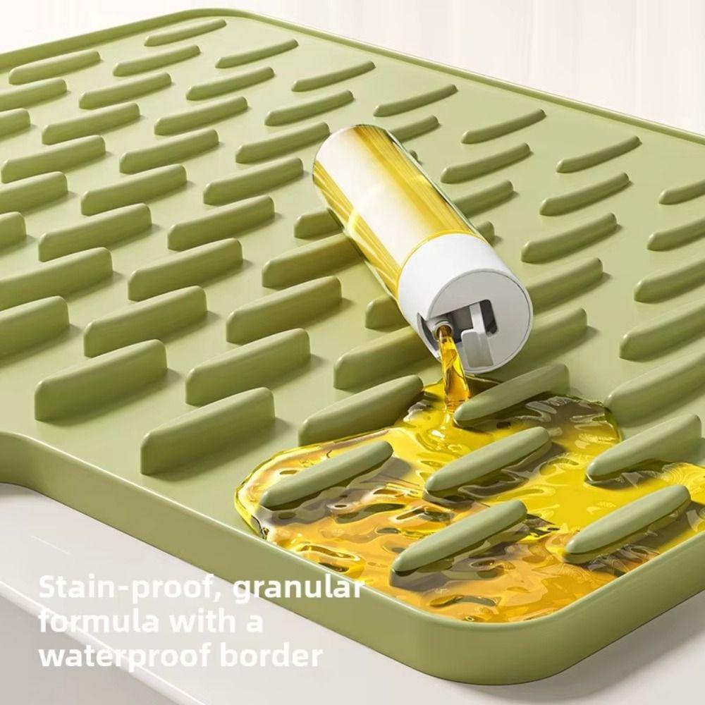 Non-Slip Silicone Sink Mat Built-in Drain Design Dish Drying Tray Water Drip Catcher  Hot Pots Pans