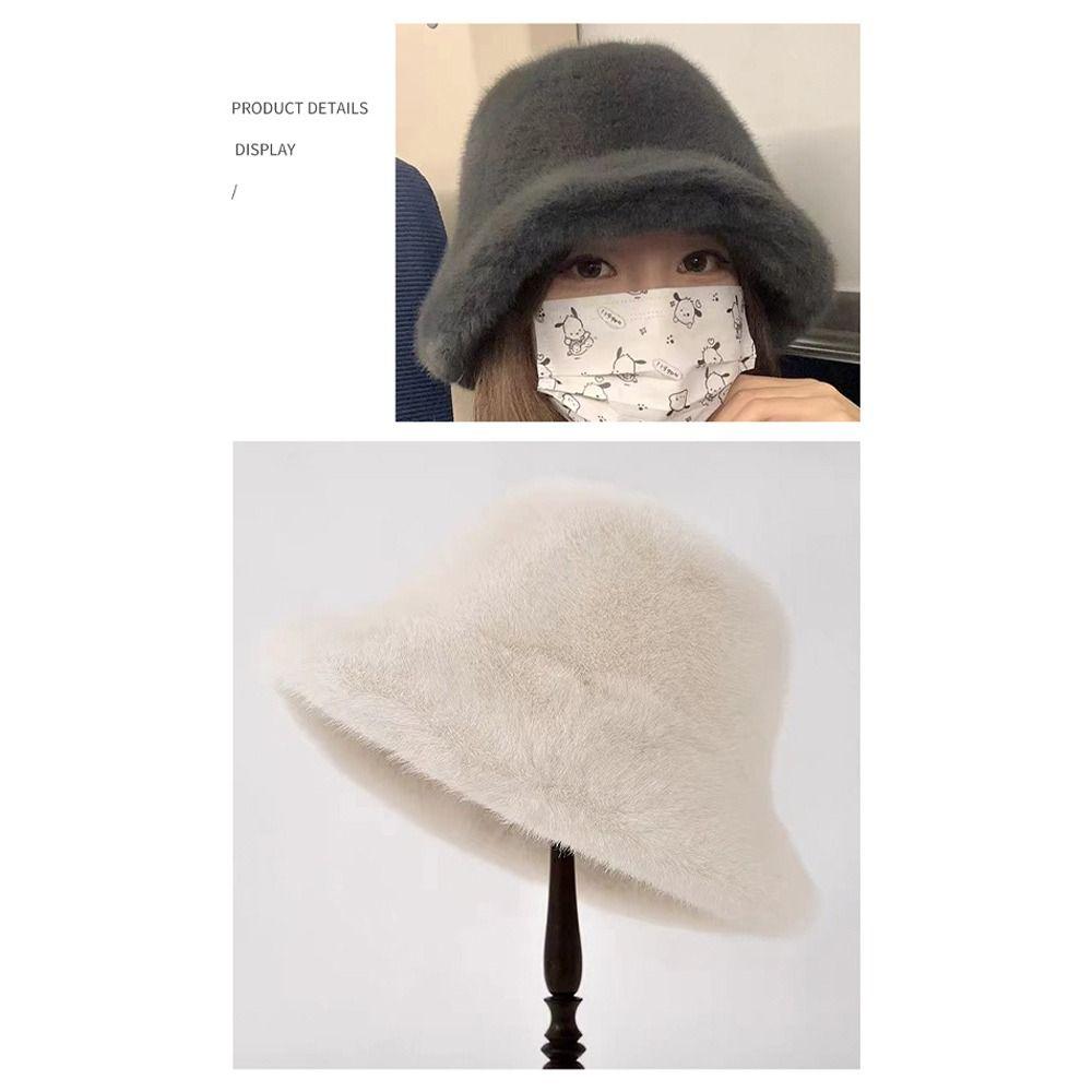Furry Winter Furry Hat Oversize Plush Hat Cute Fisherman's Hat  Winter