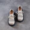 Johnature Hollow Out Thick Soled Shoes Genuine Leather Breathable Lace-up Women's Platform Sandals