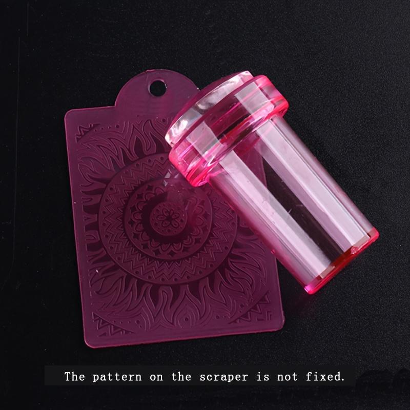 Set of Nail Art Stamps and Scrapers Removable Design Transparent Nail Art Stamps DIY Nail Art Decoration French Manicure Tools