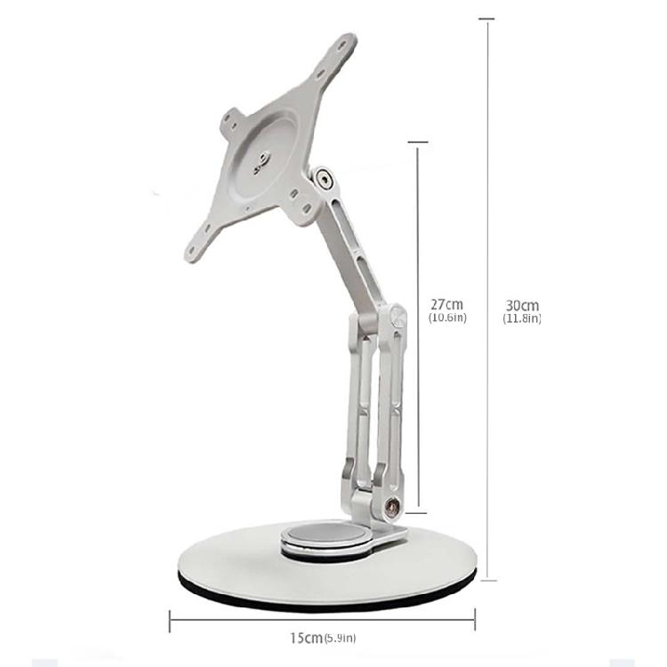 Foldable Aluminum Monitor Arm Stand For 19inch Screens Includes AntiSlip Pad And Smooth 360 Swivels