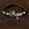 Adjustable Rope Bracelet With Turquoise Beads And Horse Pendant Handchain Jewelry For Casual Or Festival Wear