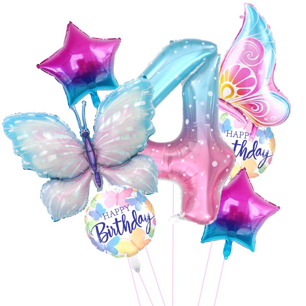 Ice Purple Butterfly Balloon Set Starry Sky Digital Side Flying Butterfly Baby Shower Birthday Party Arrangement