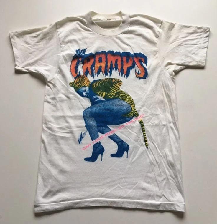 American Retro Style Reprint The Cramp Band Retro Style White T-shirt Summer New Men and Women Streetwear