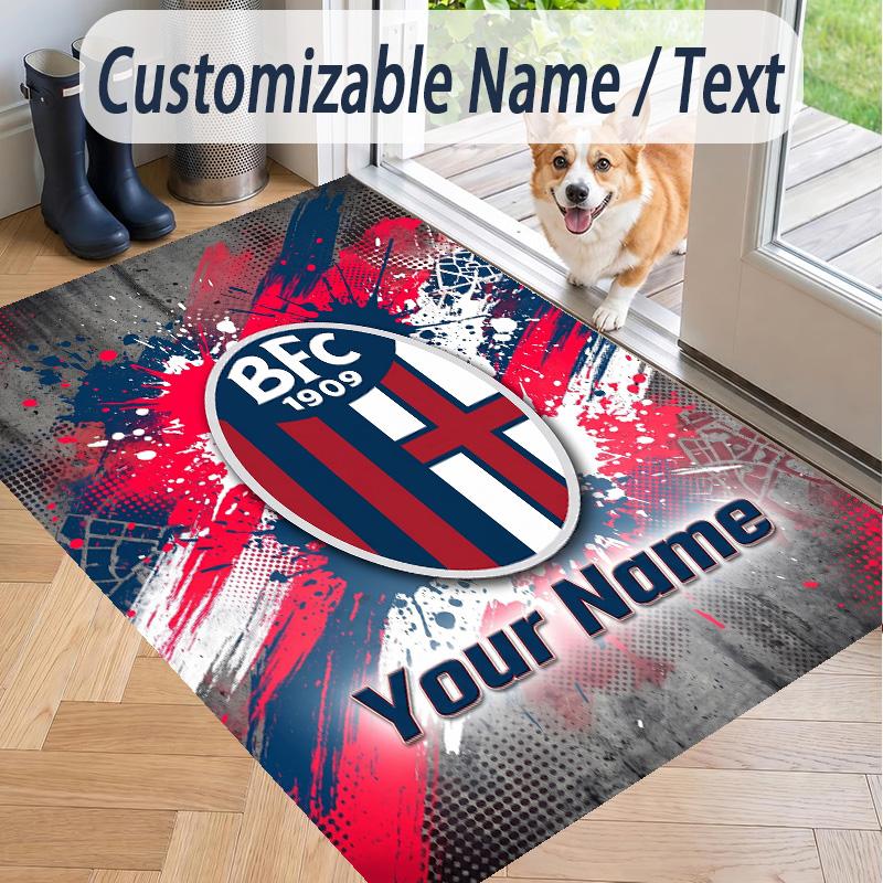 Custom Text Printed Rug Bologna FC Non Slip Floor Carpet For Home Room Decor