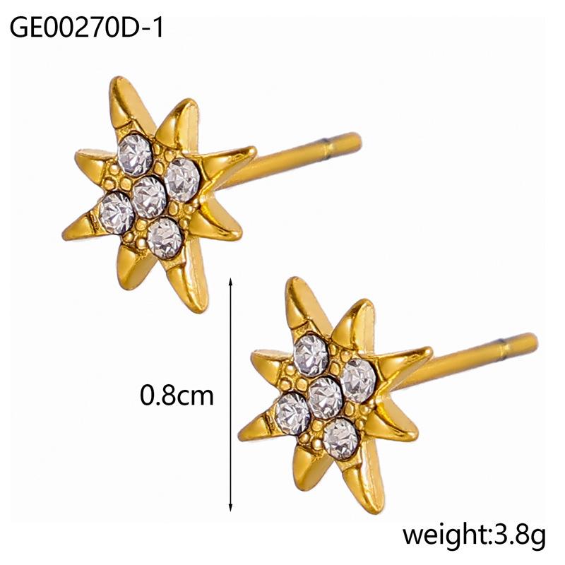 

CARLIDANA Hot Selling Zircon Inlaid Earrings Heart Butterfly Star Cat Flower Stainless Steel Gold plated Earrings Jewelry Women