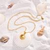 New Trendy Round Brand Pendant Necklace Stainless Steel Full-gloss Shell Medal Pendant Niche Design Net Red Same Necklace