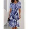 Summer Short Sleeved Dress 3D Floral Print Retro Dress Bohemian Dress Plus Size