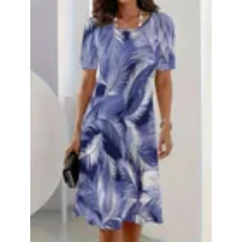 Summer Short Sleeved Dress 3D Floral Print Retro Dress Bohemian Dress Plus Size